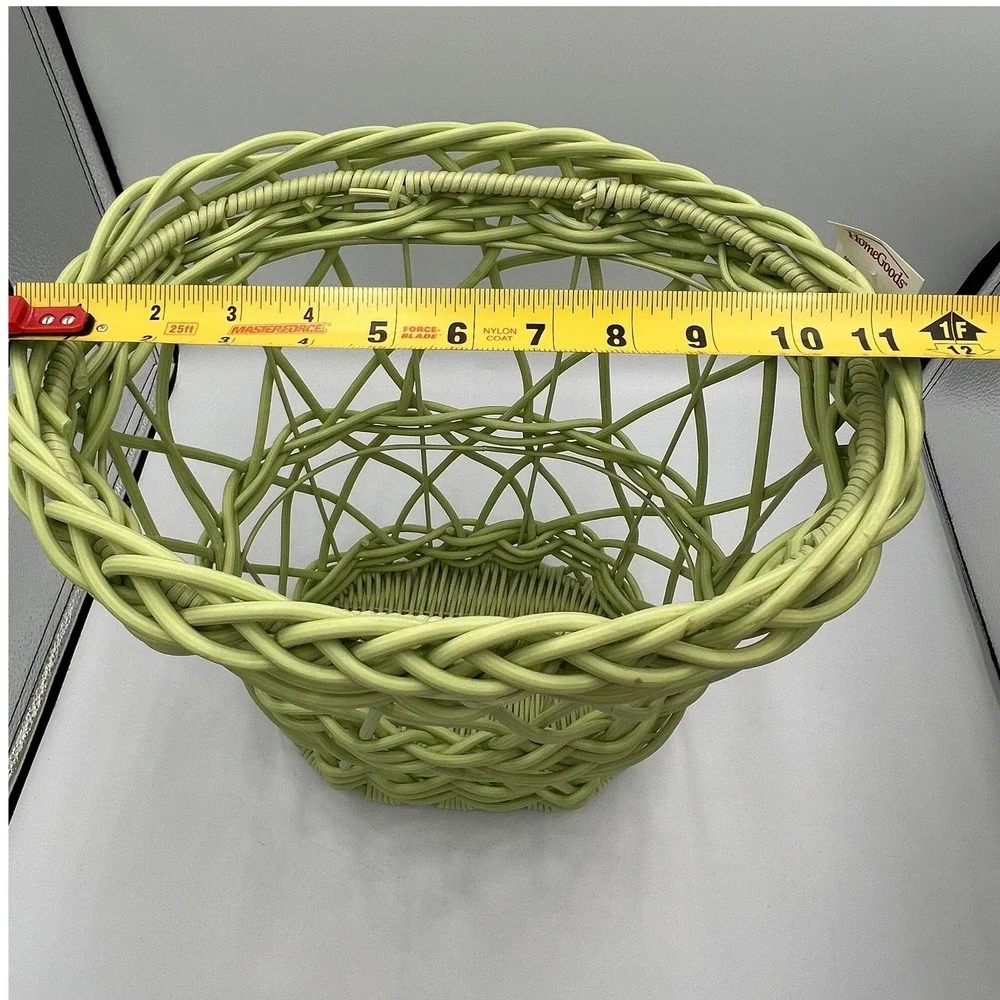 HomeGoods Wicker Basket Home OS Lime Green Brand New Boho Open Weave Braided Rim